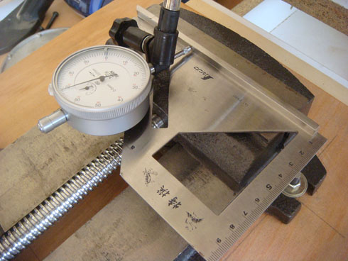 XY table calibration using dial indicator